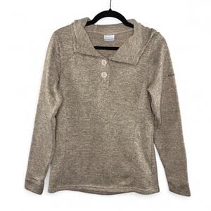 Columbia Women’s Hoodie Fleece Pullover Sweater Medium Taupe Beige Hiking Casual